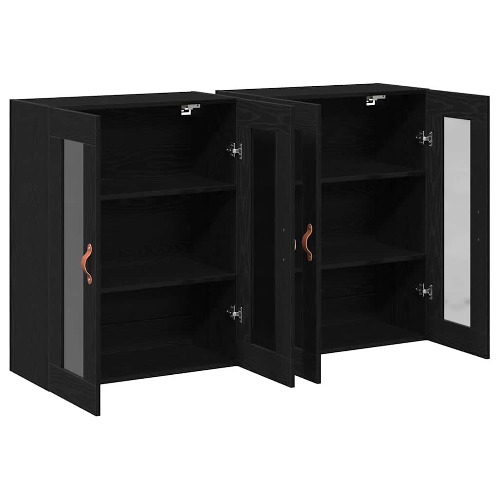 Fali Szekrények 2 pcs Fekete tölgy 69,5 x 34 x 90 cm Faanyag