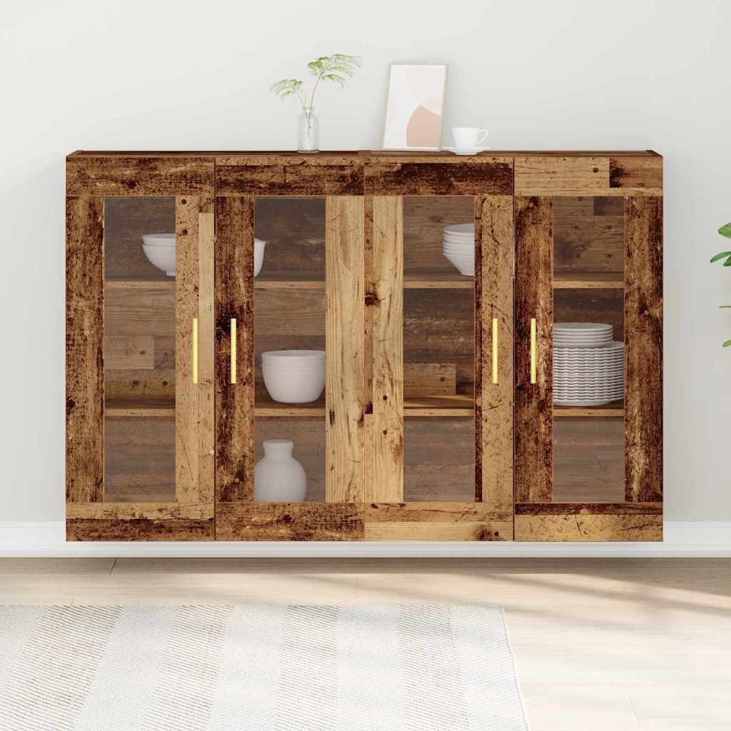 Fali Szekrények 2 pcs Öreg fa 69,5 x 34 x 90 cm Faanyag