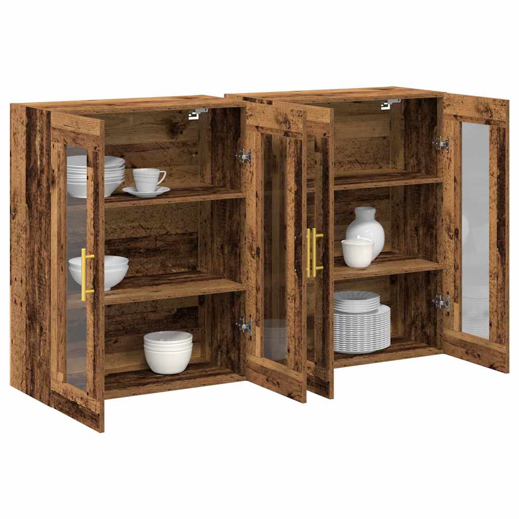 Fali Szekrények 2 pcs Öreg fa 69,5 x 34 x 90 cm Faanyag
