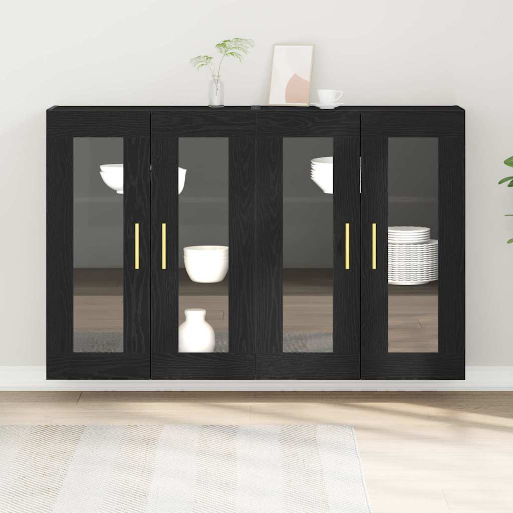 Fali Szekrények 2 pcs Fekete tölgy 69,5 x 34 x 90 cm Faanyag