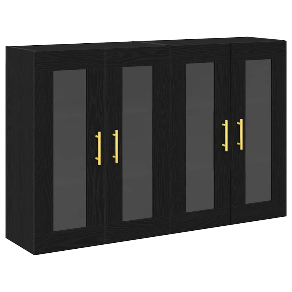 Fali Szekrények 2 pcs Fekete tölgy 69,5 x 34 x 90 cm Faanyag
