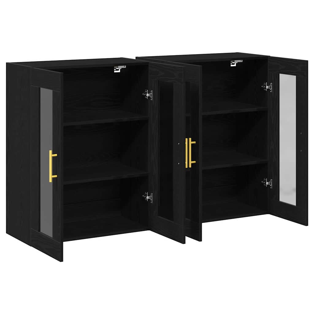 Fali Szekrények 2 pcs Fekete tölgy 69,5 x 34 x 90 cm Faanyag