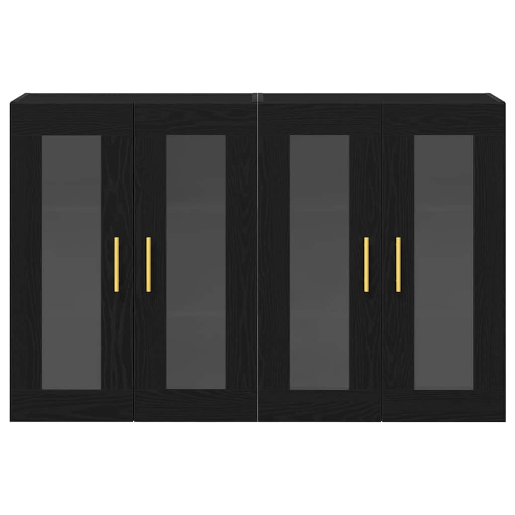 Fali Szekrények 2 pcs Fekete tölgy 69,5 x 34 x 90 cm Faanyag