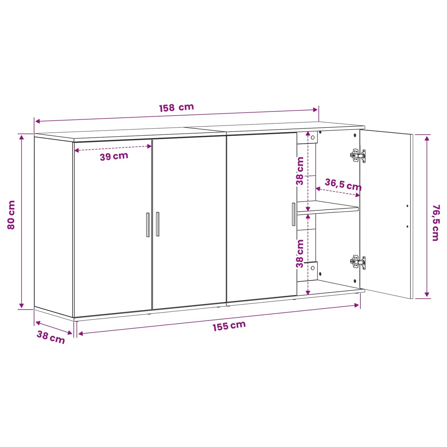 Széf 2 db Artisan tölgy 79 x 38 x 80 cm Szerelt Fa