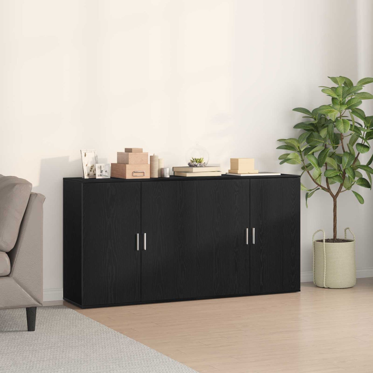 Széf 2 db Fekete tölgy 79 x 38 x 80 cm Szerelt Fa