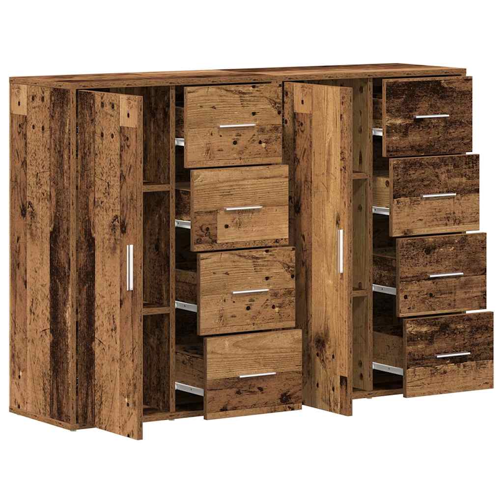 Széf 2 pcs Öreg fa 60 x 31 x 84 cm Szerelt Fa