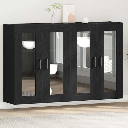 Fali Szekrények 2 pcs Fekete tölgy 69,5 x 34 x 90 cm Faanyag