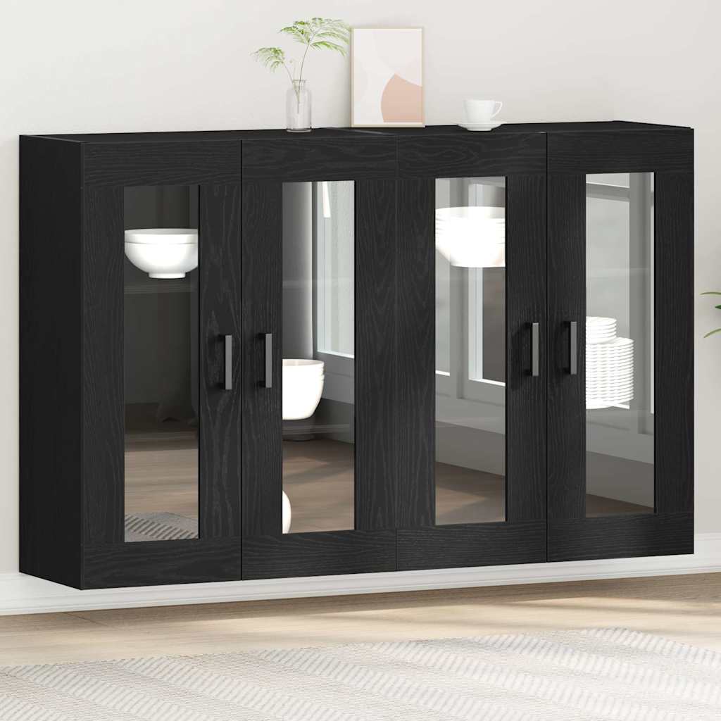 Fali Szekrények 2 pcs Fekete tölgy 69,5 x 34 x 90 cm Szerelt Fa