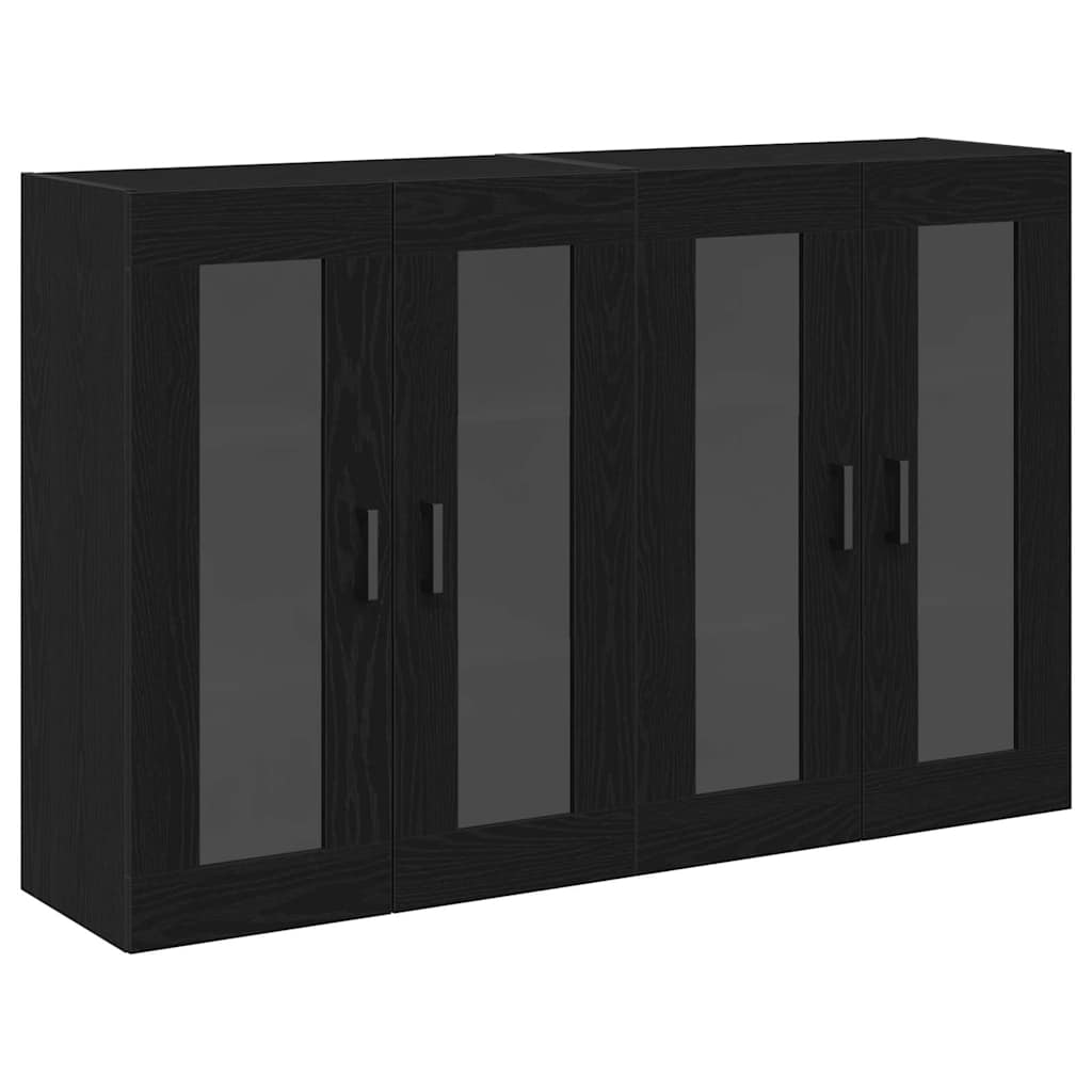 Fali Szekrények 2 pcs Fekete tölgy 69,5 x 34 x 90 cm Szerelt Fa