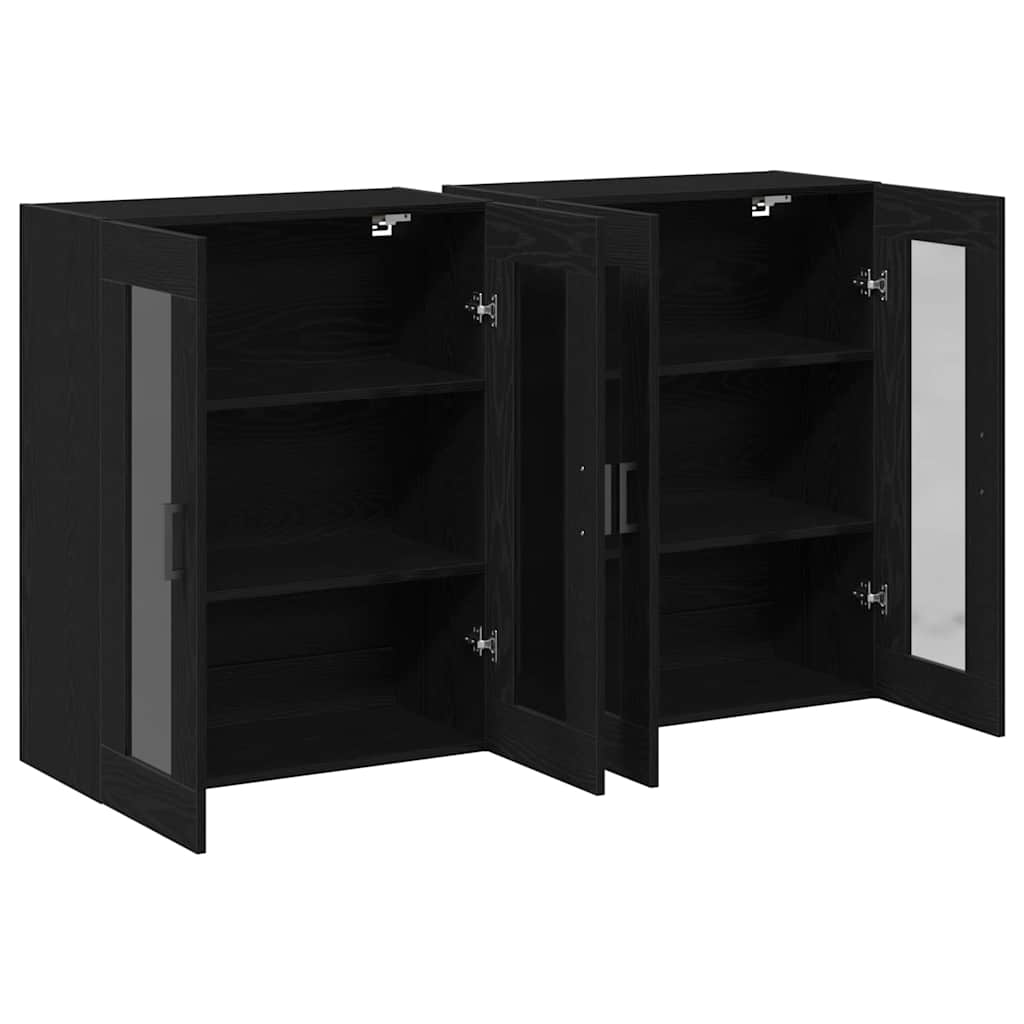 Fali Szekrények 2 pcs Fekete tölgy 69,5 x 34 x 90 cm Szerelt Fa
