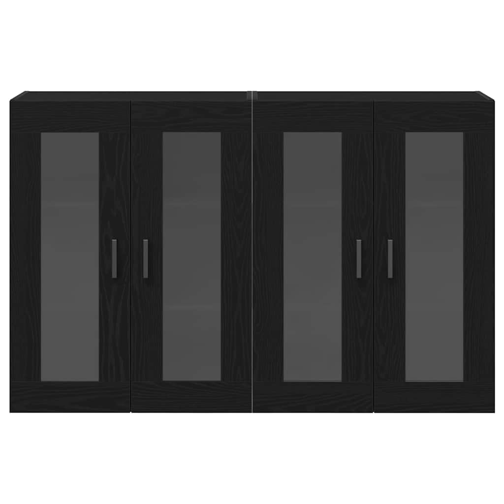 Fali Szekrények 2 pcs Fekete tölgy 69,5 x 34 x 90 cm Szerelt Fa