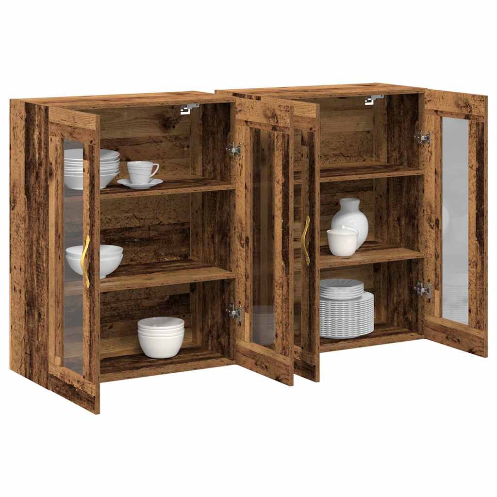 Fali Szekrények 2 pcs Öreg fa 69,5 x 34 x 90 cm Faanyag