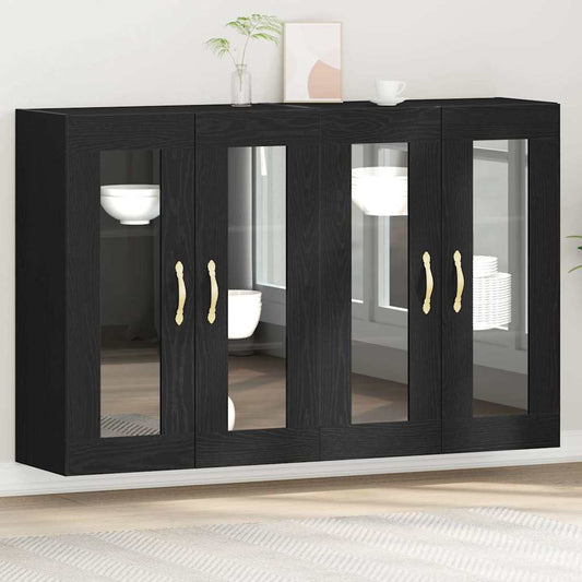 Fali Szekrények 2 pcs Fekete tölgy 69,5 x 34 x 90 cm Faanyag