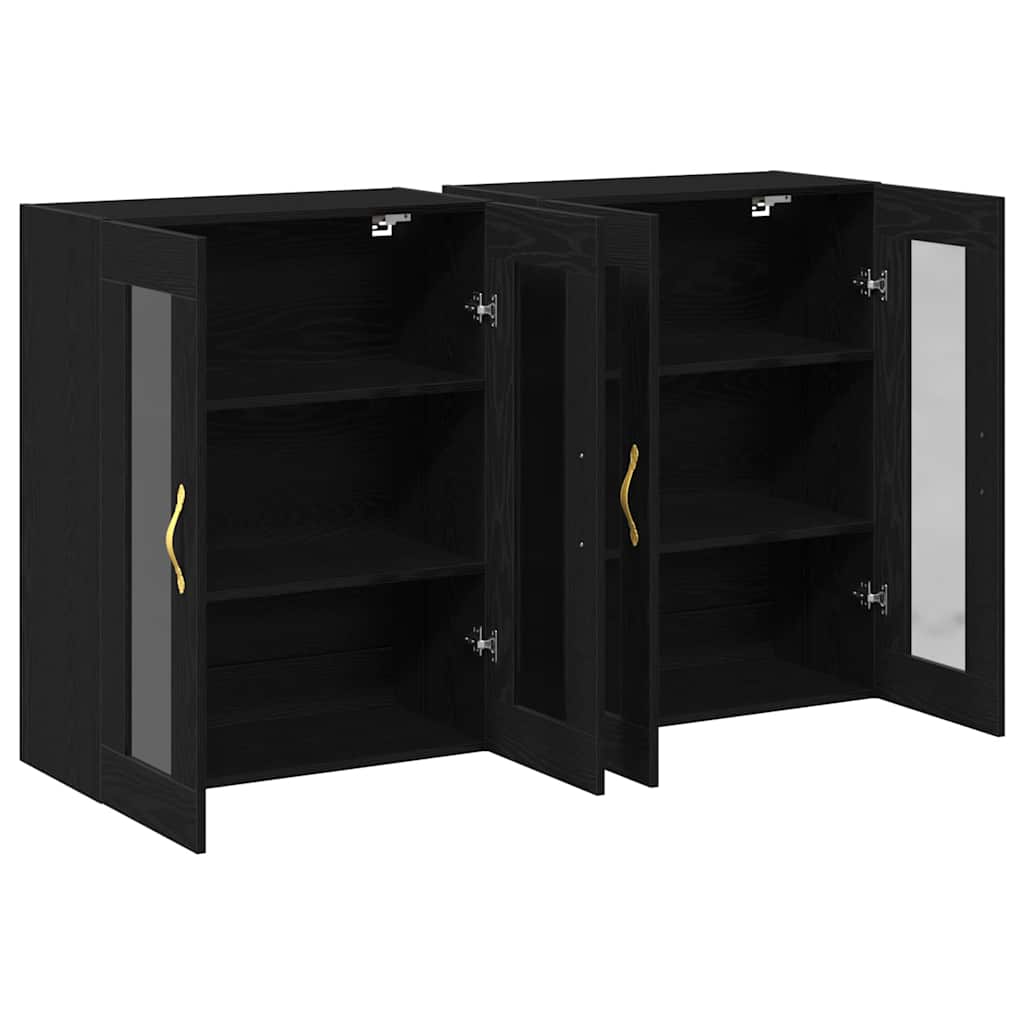 Fali Szekrények 2 pcs Fekete tölgy 69,5 x 34 x 90 cm Szerelt Fa