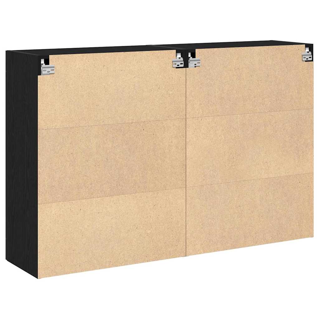 Fali Szekrények 2 pcs Fekete tölgy 69,5 x 34 x 90 cm Szerelt Fa