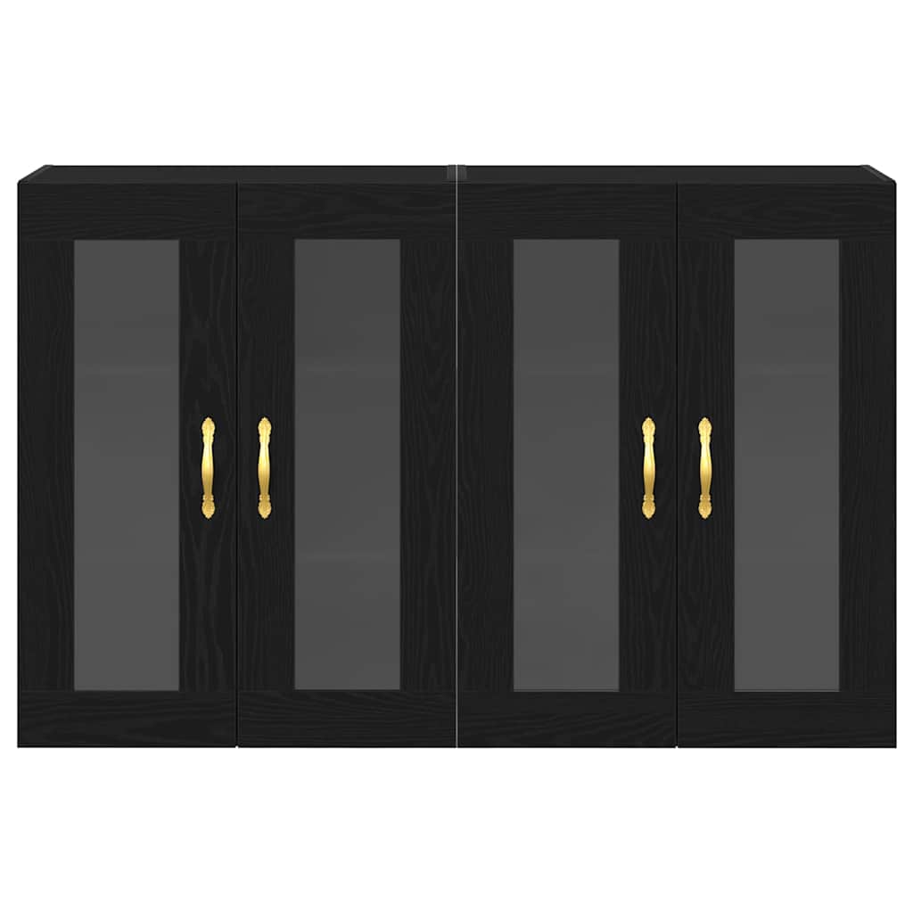 Fali Szekrények 2 pcs Fekete tölgy 69,5 x 34 x 90 cm Szerelt Fa