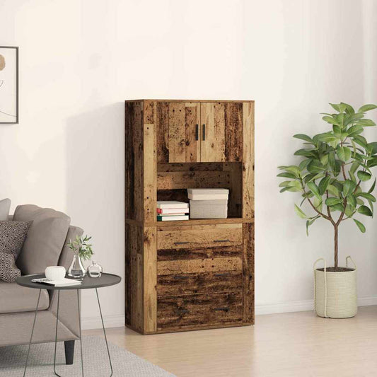 Magasfiú fiókkal Öreg fa 80 x 33 x 150 cm Faanyag