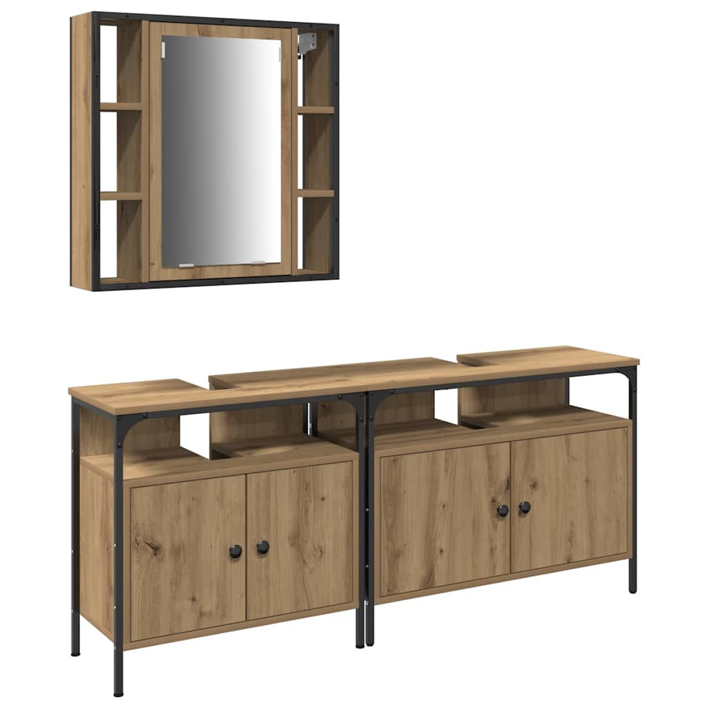 Fürdőszobai Mosdószekrények 3 db Barna 80 x 30 x 60 cm Faanyag