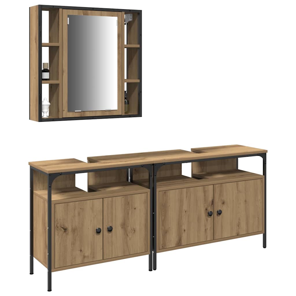 Fürdőszobai Mosdószekrények 3 db Barna 80 x 30 x 60 cm Faanyag