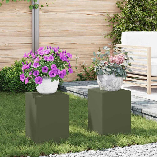 Növényállvány 2 pcs Oliva zöld 24 x 24 x 35 cm Acél