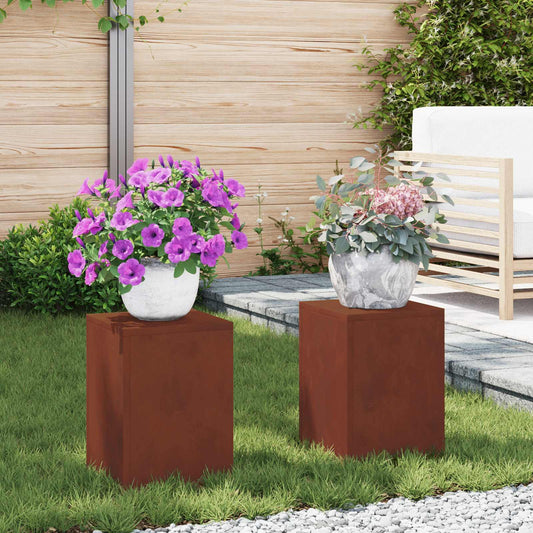 Növényállvány 2 pcs Rozsdás 24 x 24 x 35 cm Időjárásálló acél