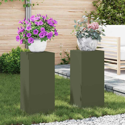 Növényállvány 2 pcs Oliva zöld 24 x 24 x 55 cm Acél