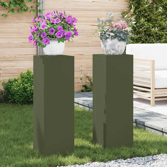 Növényállvány 2 pcs Oliva zöld 24 x 24 x 75 cm Acél