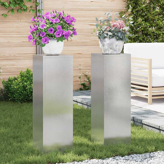 Növényállvány 2 pcs Ezüst 24 x 24 x 75 cm Rozsdamentes acél
