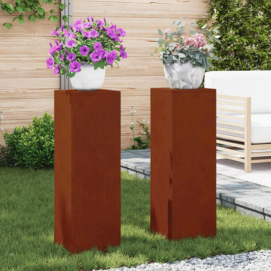 Növényállvány 2 pcs Rozsdás 24 x 24 x 75 cm Időjárásálló acél