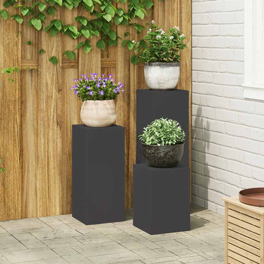 Növényállvány 3 pcs Fekete Acél