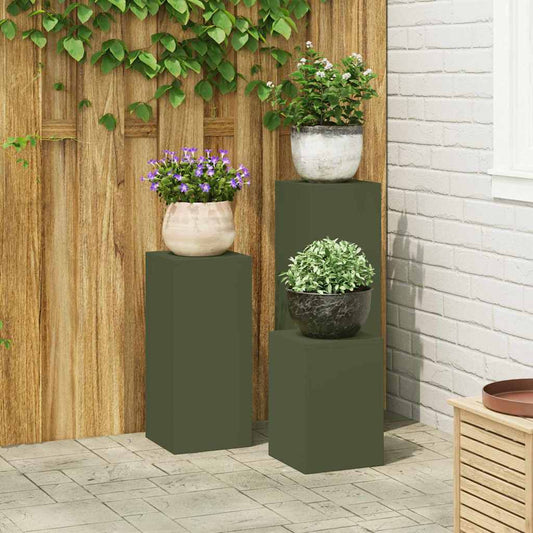 Növényállvány 3 pcs Oliva zöld Acél