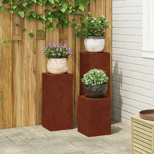 Növényállvány 3 pcs Rozsdás Időjárásálló acél