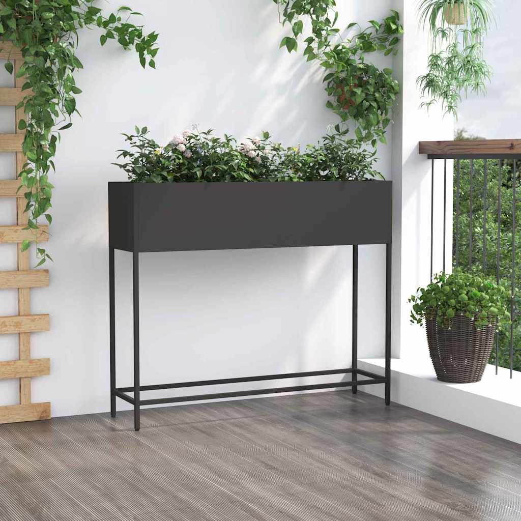 Magas Kerti Cserép Fekete 100 x 26 x 82 cm Acél