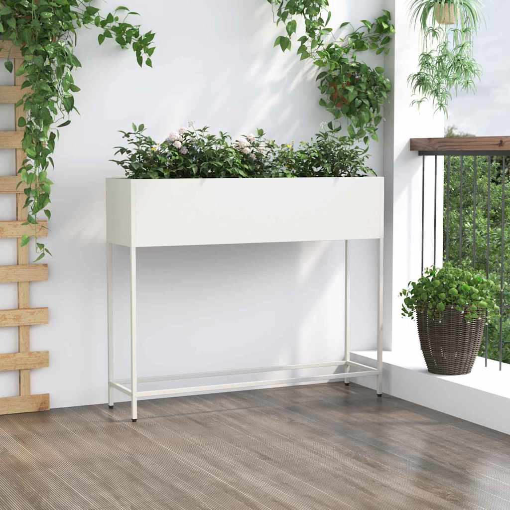 Magas Kerti Cserép Fehér 100 x 26 x 82 cm Acél