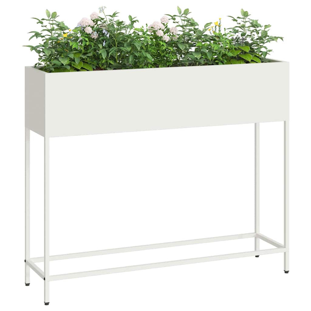 Magas Kerti Cserép Fehér 100 x 26 x 82 cm Acél