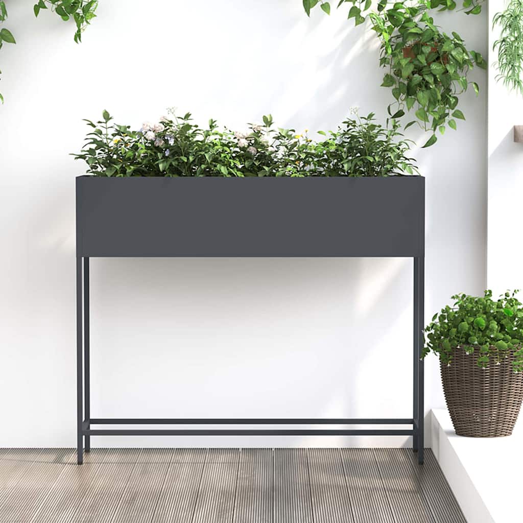 Magas Kerti Cserép Antracit 100 x 26 x 82 cm Acél