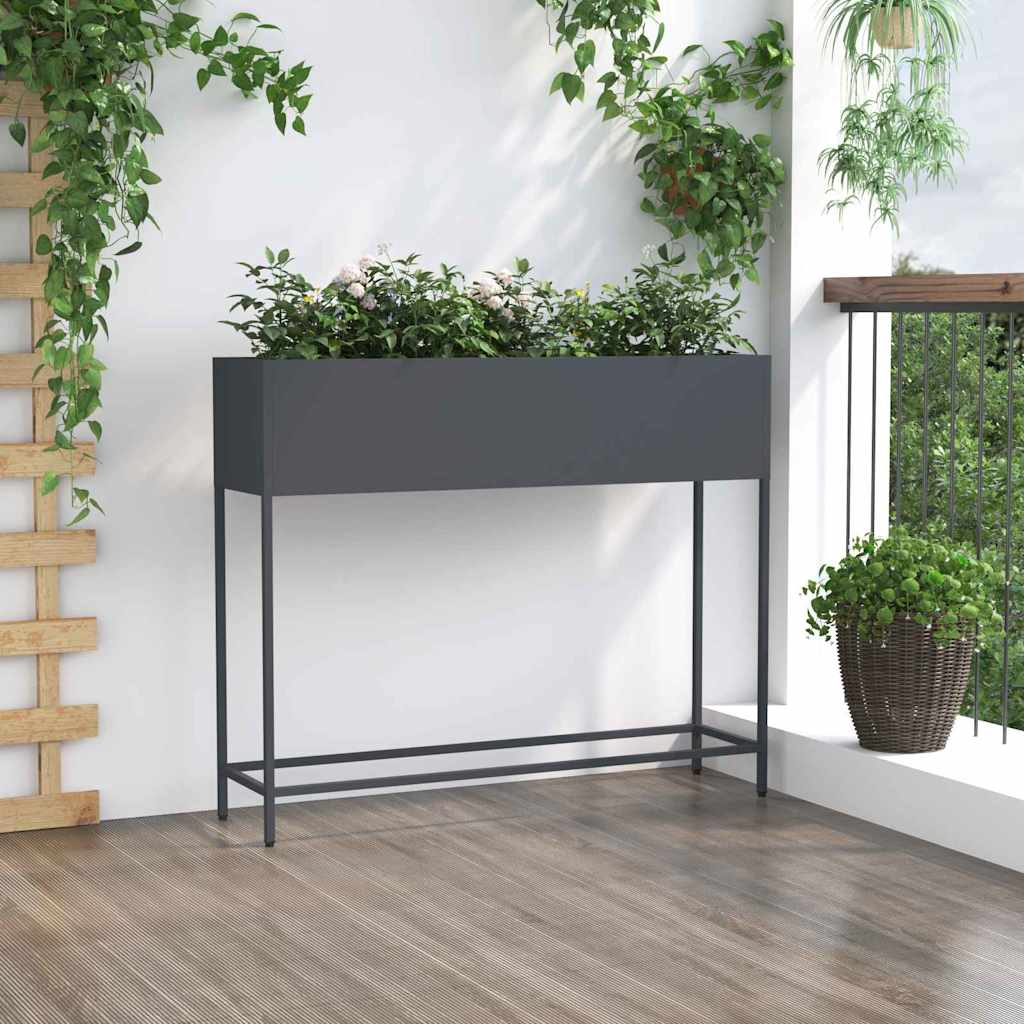 Magas Kerti Cserép Antracit 100 x 26 x 82 cm Acél