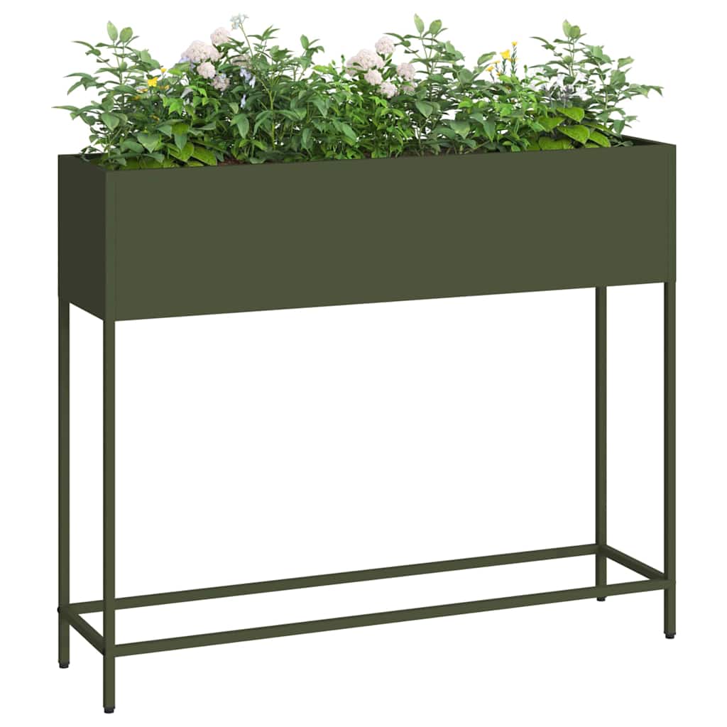 Magas Kerti Cserép Oliva zöld 100 x 26 x 82 cm Acél