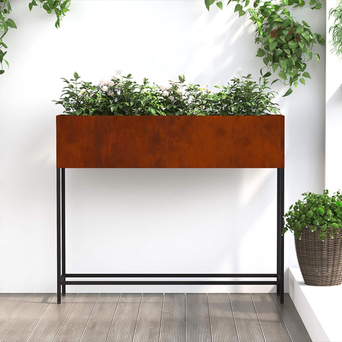 Magas Kerti Cserép Rozsdás 100 x 26 x 82 cm Időjárásálló acél