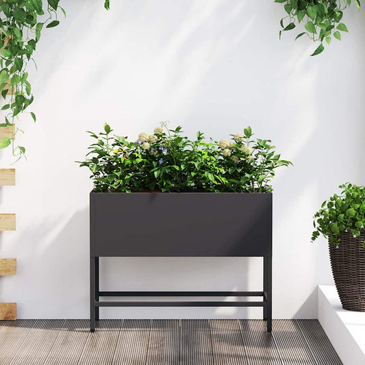 Magas Kerti Cserép Fekete 60 x 26 x 45 cm Acél