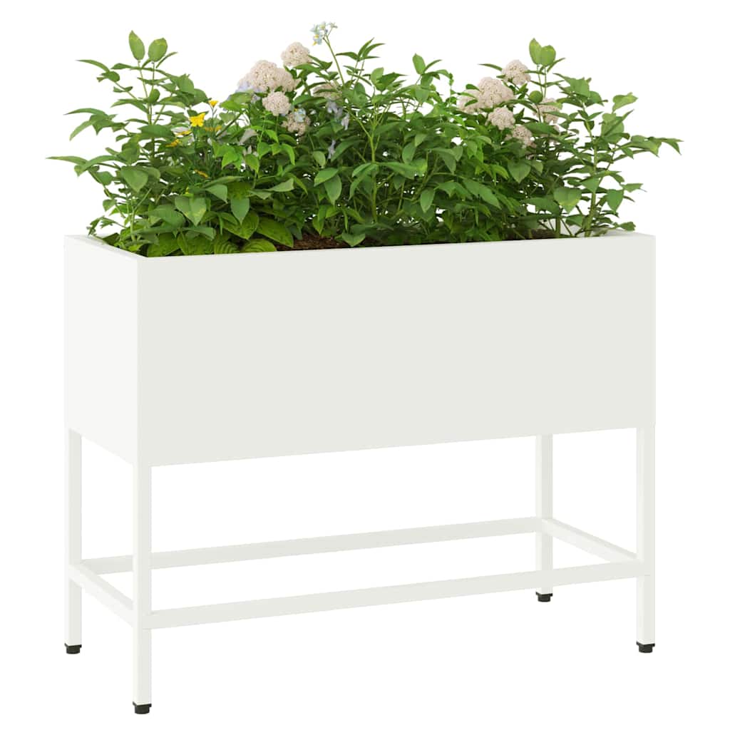 Magas Kerti Cserép Fehér 60 x 26 x 48 cm Acél