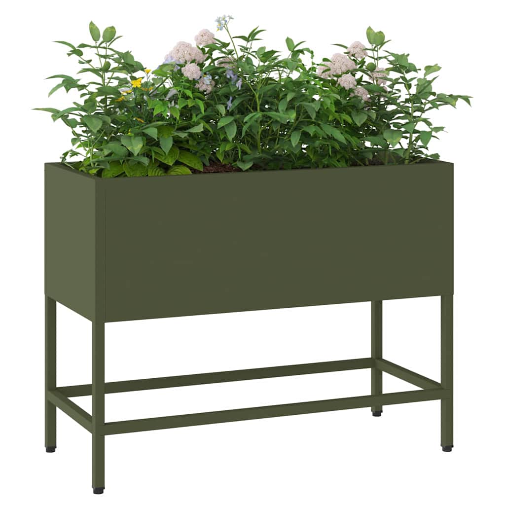 Magas Kerti Cserép Oliva zöld 60 x 26 x 45 cm Acél