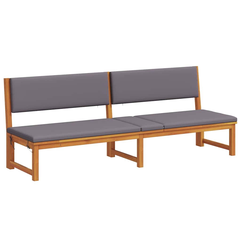Napozó párnával Olaj Természetes 200 x 57 x 75 cm Tömör akácfa
