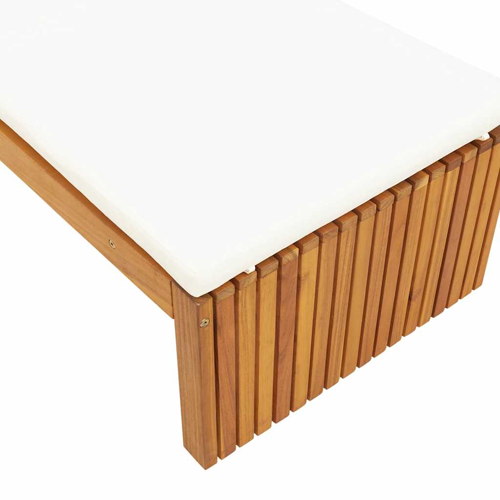 Napozó párnával Olaj Természetes 200 x 55 x 94 cm Tömör akácfa