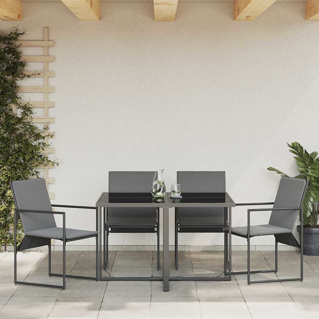 Szék párnával 4 pcs Fekete és Antracit Textilén