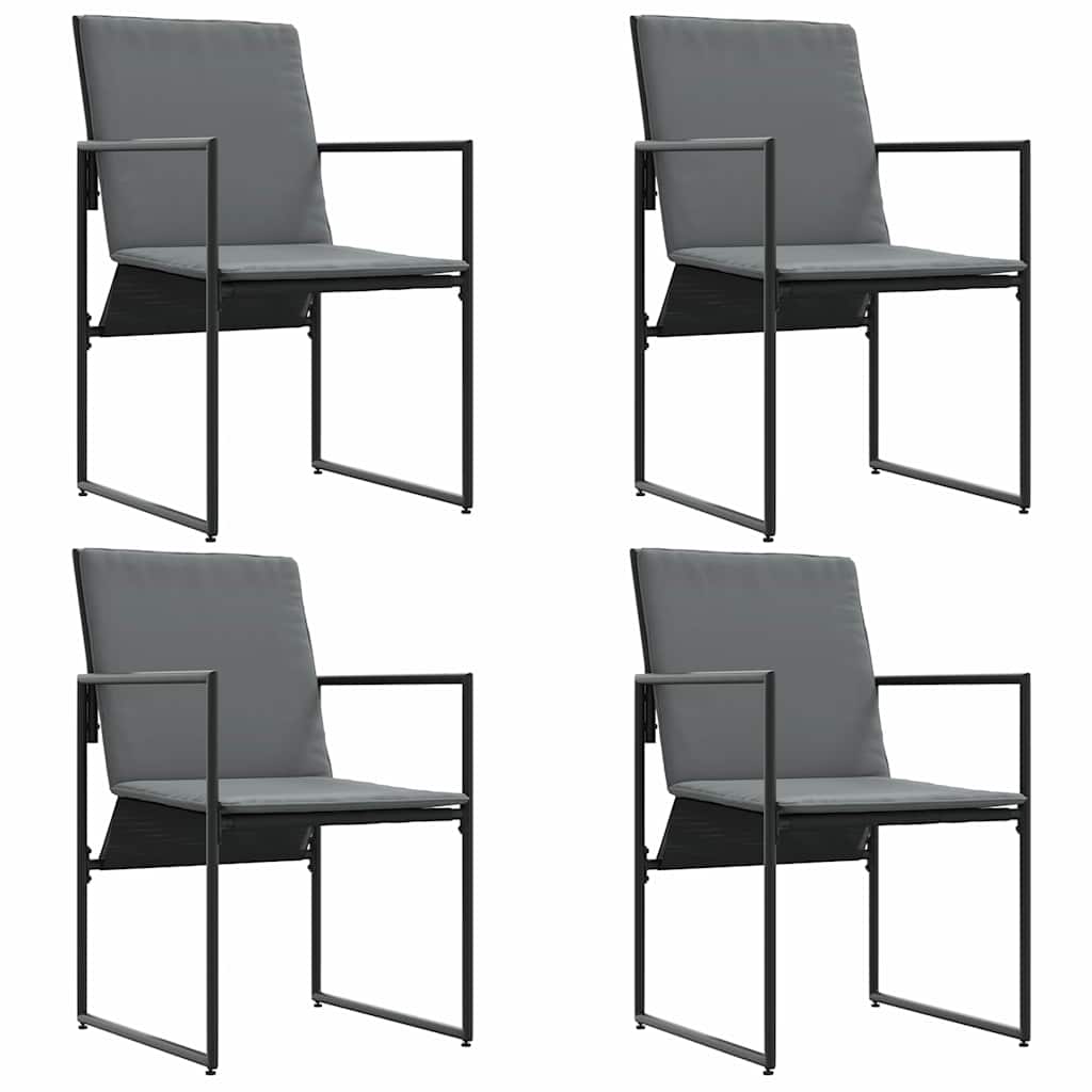 Szék párnával 4 pcs Fekete és Antracit Textilén