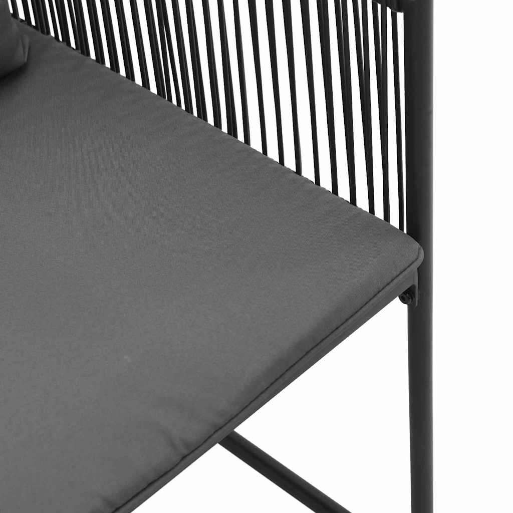 Szék párnával 4 pcs Fekete és Antracit PE Rattan