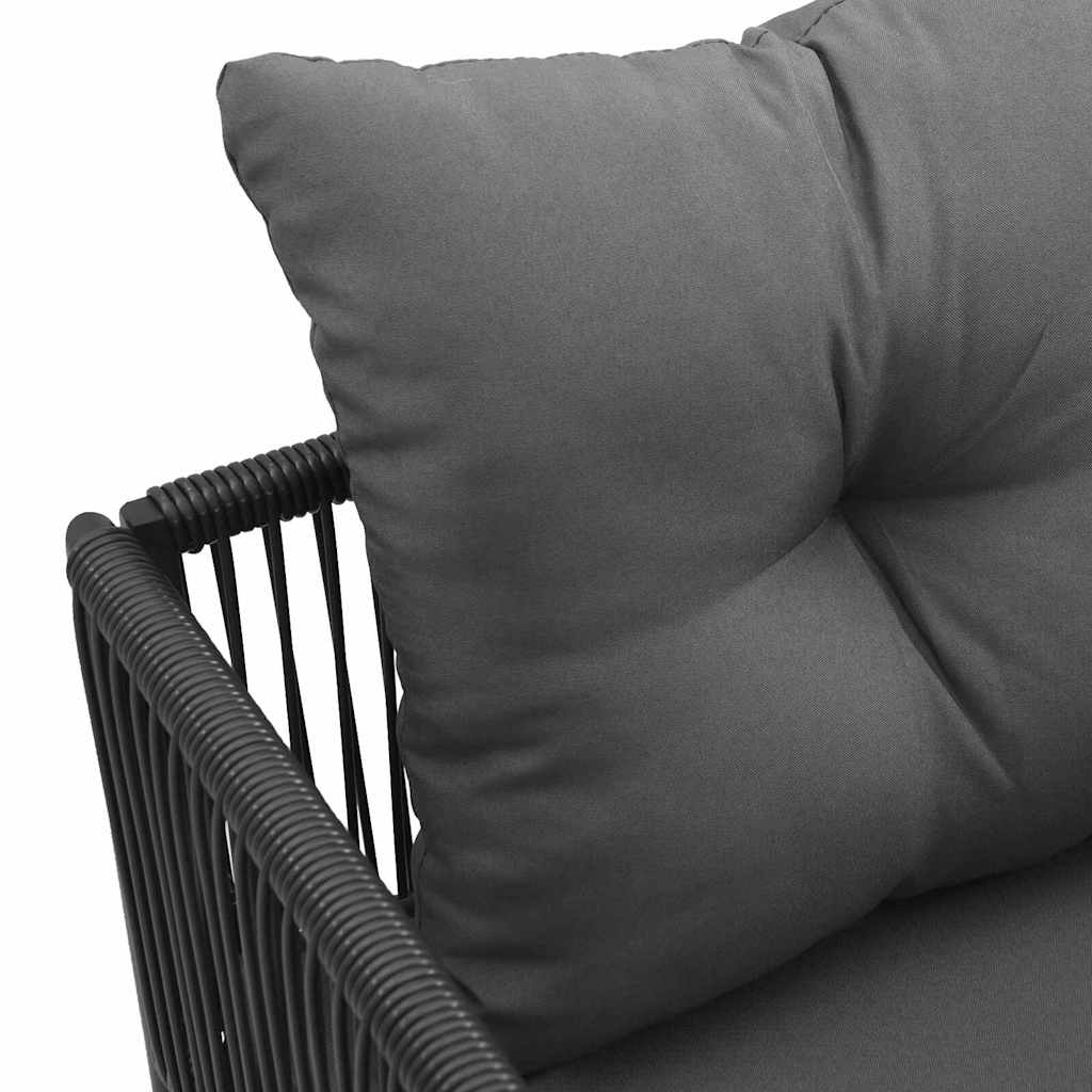 Szék párnával 4 pcs Fekete és Antracit PE Rattan