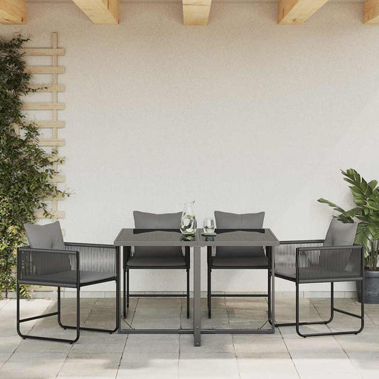 Szék párnával 4 pcs Fekete és Antracit PE Rattan