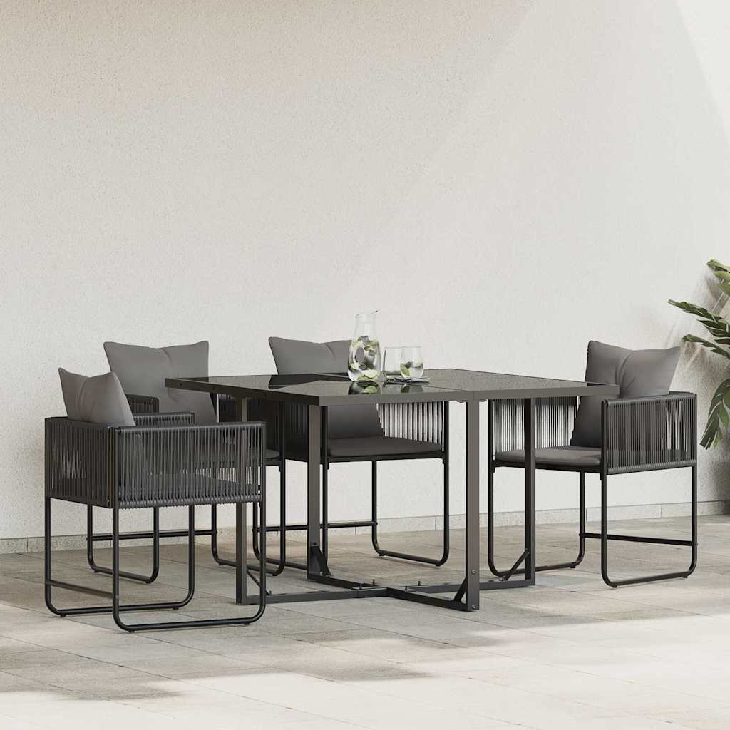 Szék párnával 4 pcs Fekete és Antracit PE Rattan